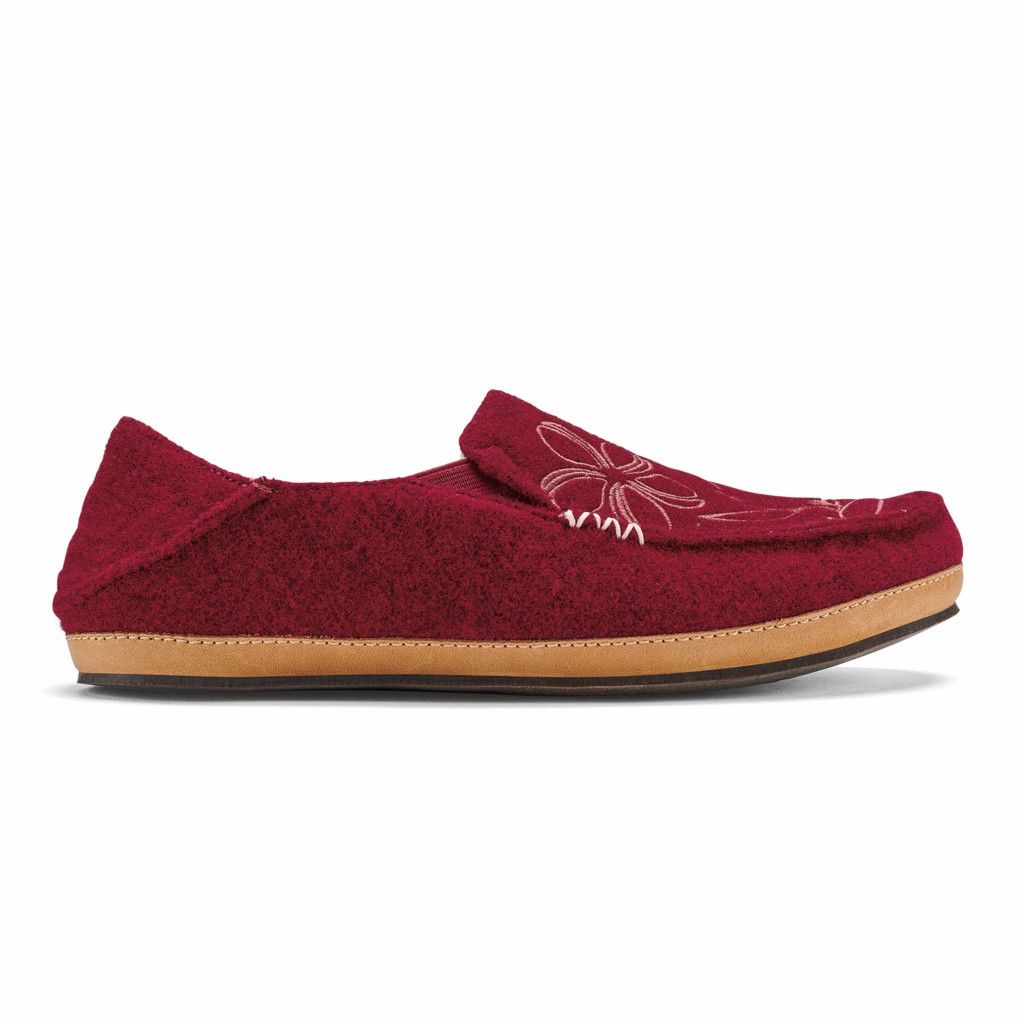 Zapatos Olukai Nohea Kilohana - Pantuflas Mujer Rojos 20835-029